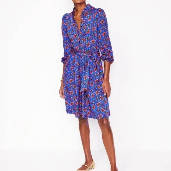 Boden Willow Frill Short Shirt Dress Sz 6P Garden Party Boho Casual Flower NWOT - Picture 3 of 11